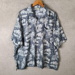 Rima Beachworld Shirt Mens 2XL Blue Hawaiian Aloha Tropical Print Short Sleeve